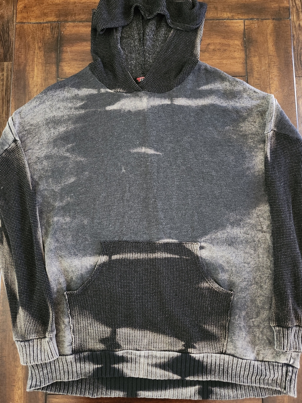 T-Party Tie-dyed Washed Black Pullover Hoodie Mens Large
